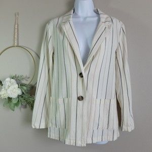 Dip Lightweight Neutral Striped Blazer Size Small